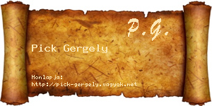 Pick Gergely névjegykártya